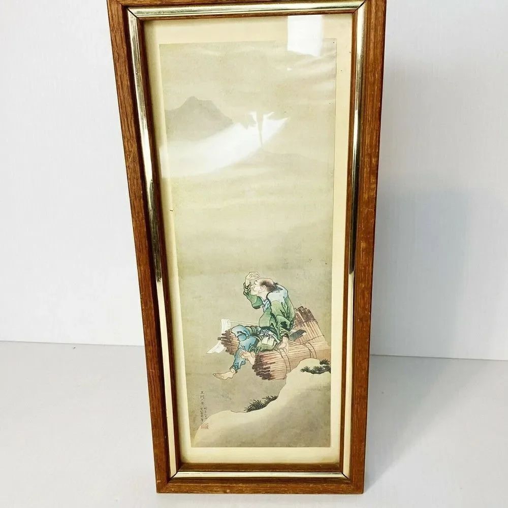 Ukiyoe Repro Katsushika Hokusai Japanese Print Woodcutter Beside Tama River